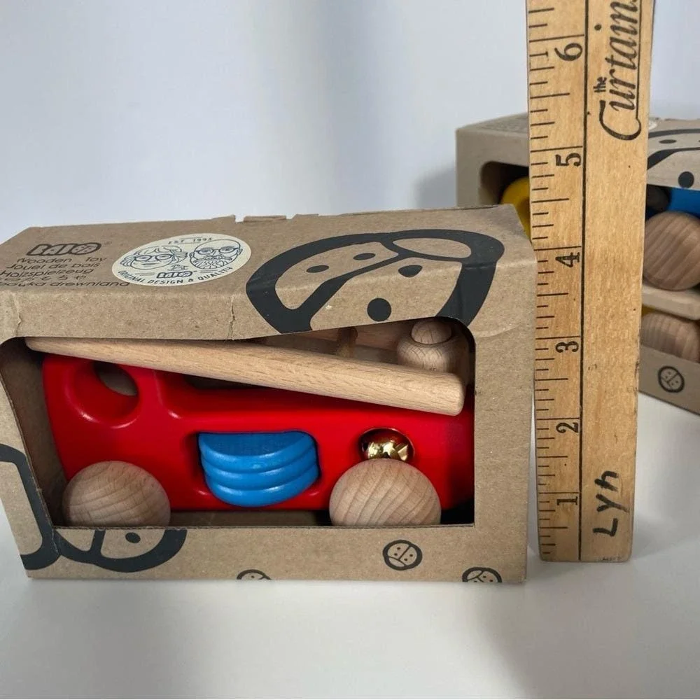 Bajo Wooden Toy Truck Emergency Vehicle Set - Police Ambulance Fire‎ Tow Truck